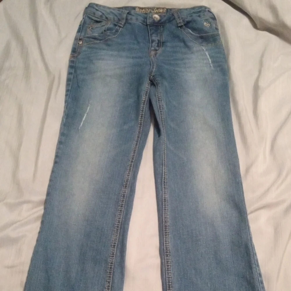 Justice Simply Low Cut Distressed Boot Cut Jeans